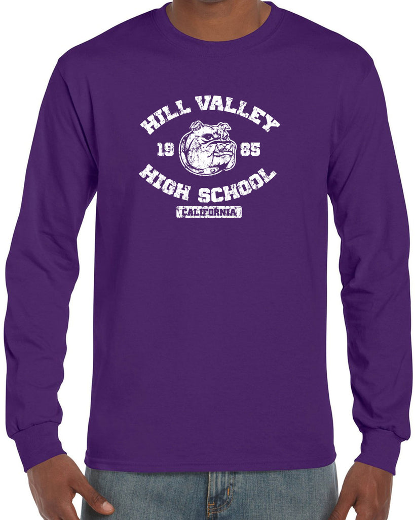 Hill Valley High School Long Sleeve Shirt Funny 80s Movie Back To The Future Marty Mcfly Halloween Costume Vintage Retro