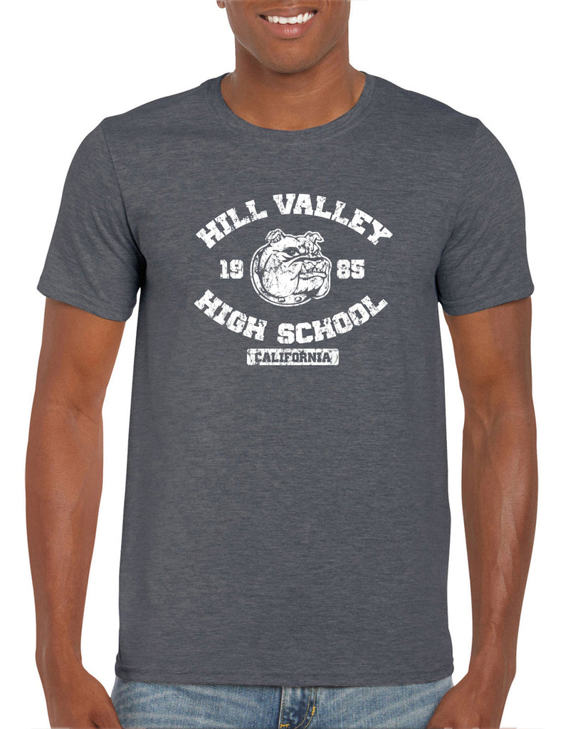Hill Valley High School Mens T-Shirt Funny 80s Movie Back To The Future Marty Mcfly Halloween Costume Vintage Retro