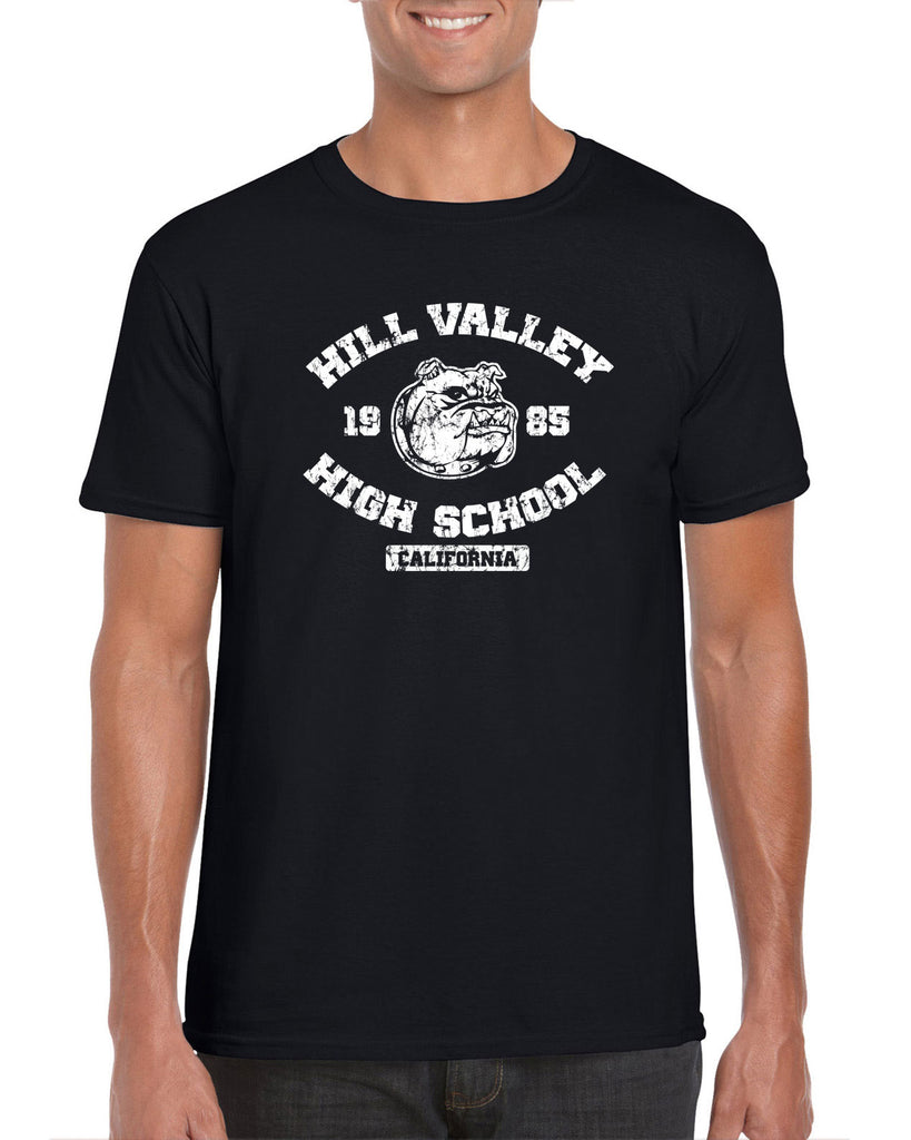 Hill Valley High School Mens T-Shirt Funny 80s Movie Back To The Future Marty Mcfly Halloween Costume Vintage Retro