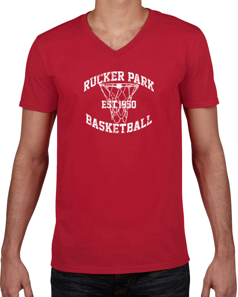 Rucker Park Basketball Mens V-Neck Shirt Harlem New York Manhattan Hoops Baller Sports Vintage Retro