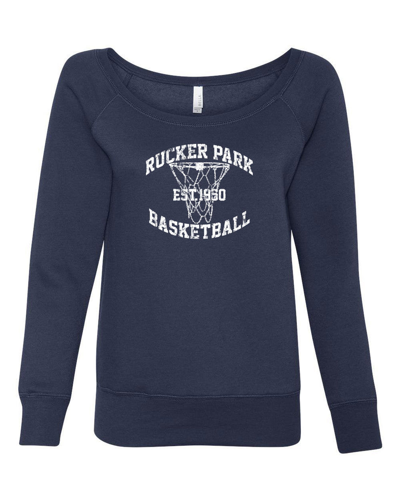 Rucker Park Basketball Womens Off The Shoulder Crew Sweatshirt Harlem New York Manhattan Hoops Baller Sports Vintage Retro