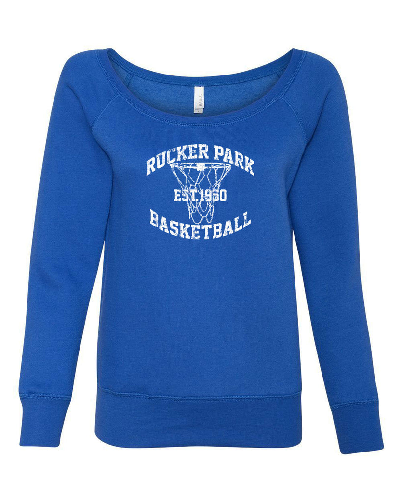Rucker Park Basketball Womens Off The Shoulder Crew Sweatshirt Harlem New York Manhattan Hoops Baller Sports Vintage Retro