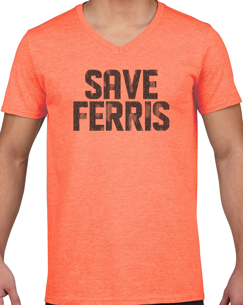 Save Ferris Mens V-Neck T-Shirt Funny 80s Movie Day Off Halloween Costume