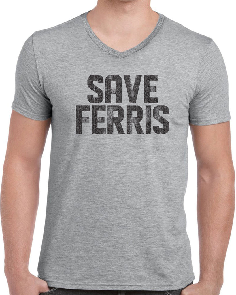 Save Ferris Mens V-Neck T-Shirt Funny 80s Movie Day Off Halloween Costume