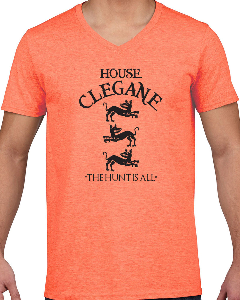 House Clegane V-neck Short Sleeve Shirt funny game of thrones sigil the mountain hound westeros king castle the hunt is all