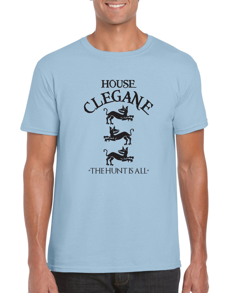 House Clegane Mens Short Sleeve Shirt funny game of thrones sigil the mountain hound westeros king castle the hunt is all