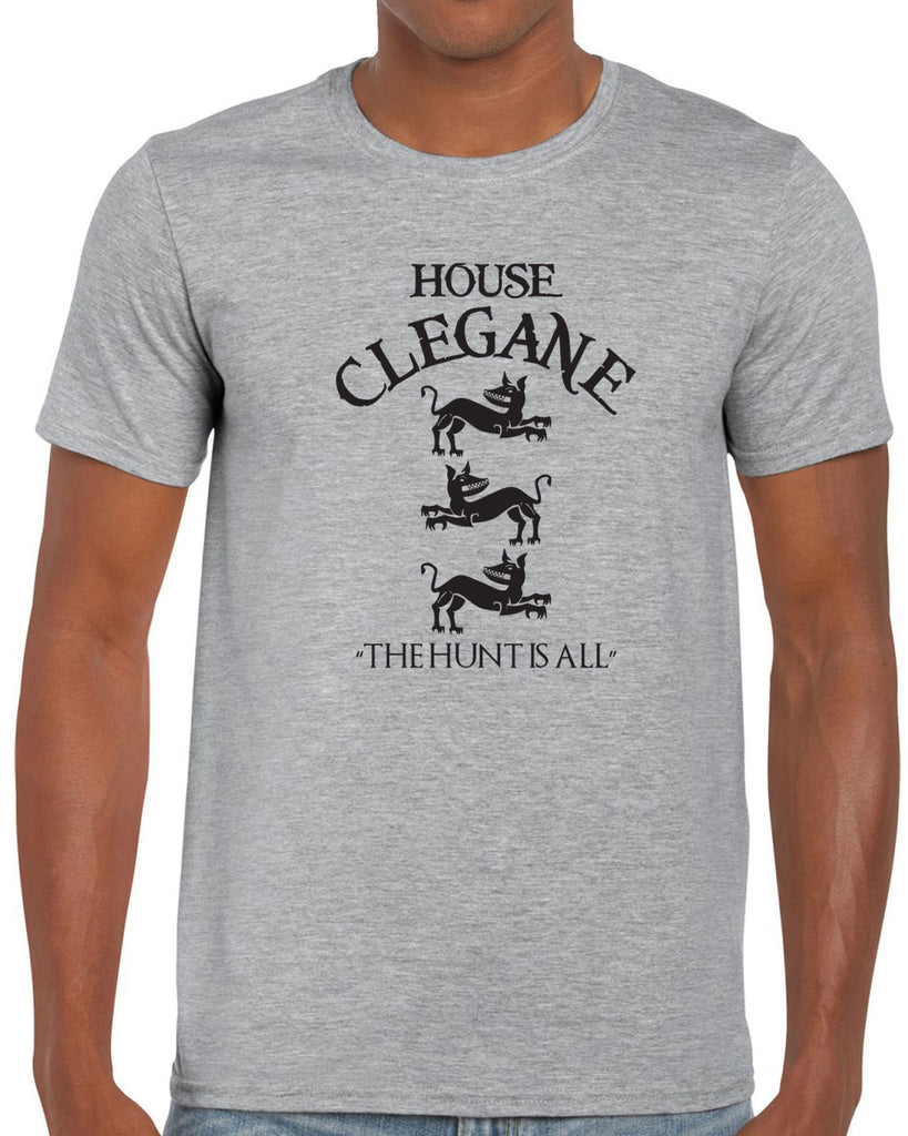 House Clegane Mens Short Sleeve Shirt funny game of thrones sigil the mountain hound westeros king castle the hunt is all