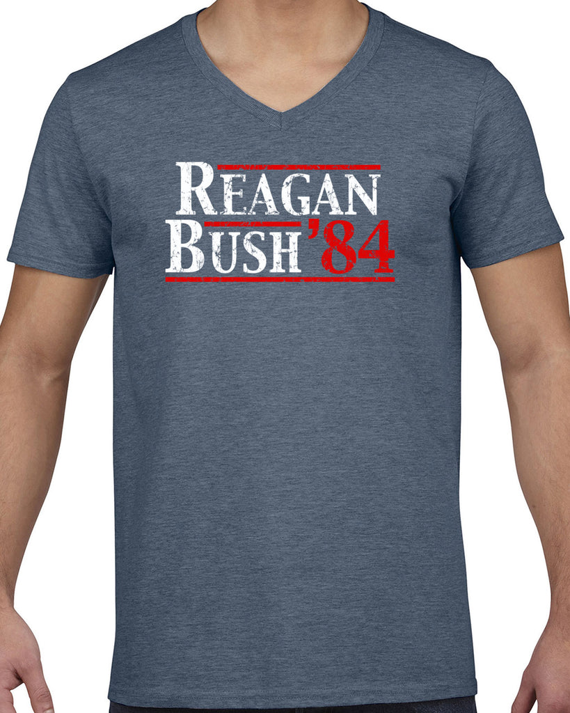Reagan Bush 1984 Men's V-neck Shirt election campaign rally president 80s party costume vintage retro