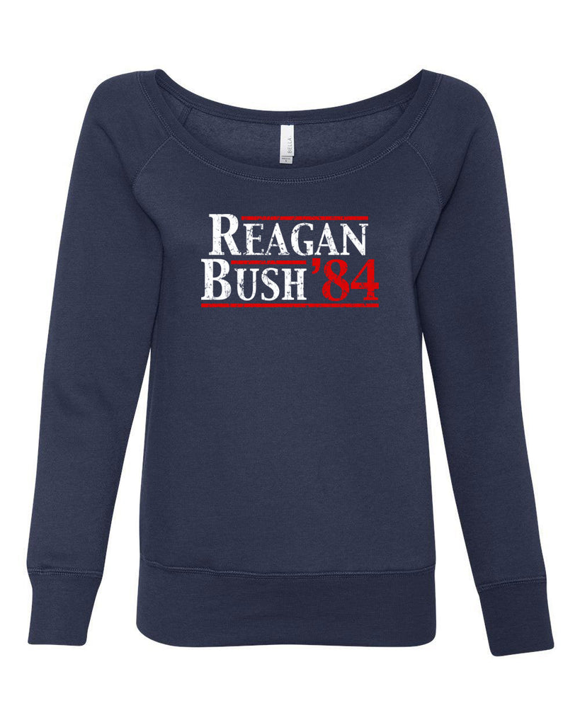 Reagan Bush 1984 Womens Off The Shoulder Crew Sweatshirt election campaign rally president 80s party costume  vintage retro 