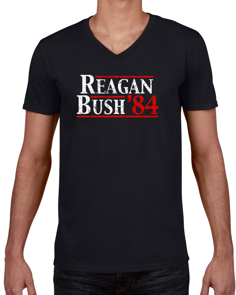 Reagan Bush 1984 Men's V-neck Shirt election campaign rally president 80s party costume vintage retro