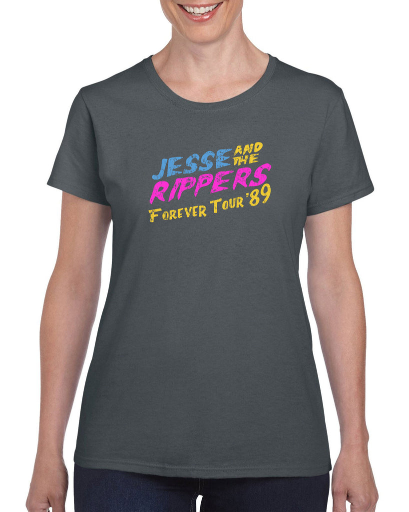 Jesse and the Rippers Forever Tour Womens T-Shirt 80s Tv Show 90s Uncle Jesse Halloween Costume Party College Full House Vintage Retro