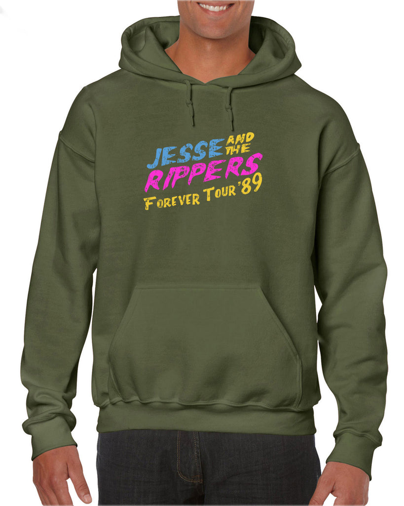 Jesse and the Rippers Forever Tour Hoodie Hooded Sweatshirt 80s Tv Show 90s Uncle Jesse Halloween Costume Party College Full House Vintage Retro