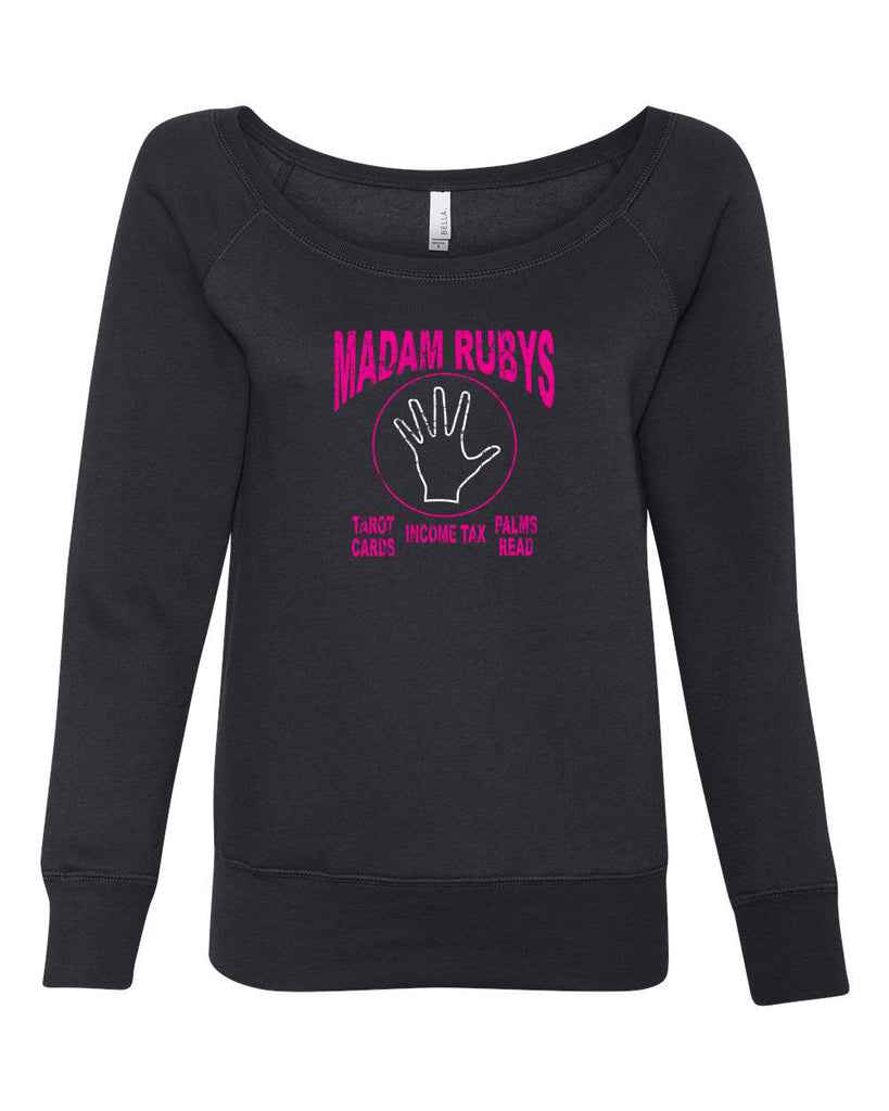 Madam Ruby's Off The Shoulder Womens Crew Sweatshirt 80s Movie Pee Wee's Big Adventure Bike Basement Alamo Vintage Retro