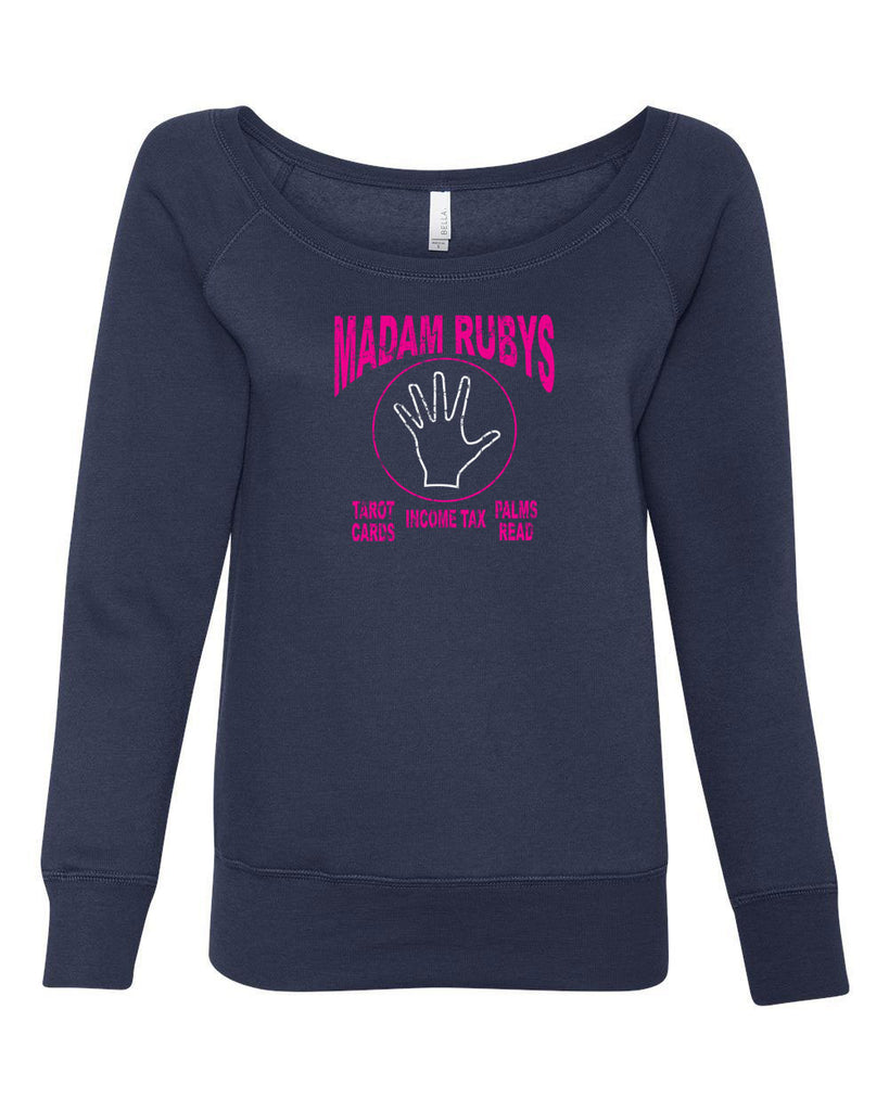 Madam Ruby's Off The Shoulder Womens Crew Sweatshirt 80s Movie Pee Wee's Big Adventure Bike Basement Alamo Vintage Retro