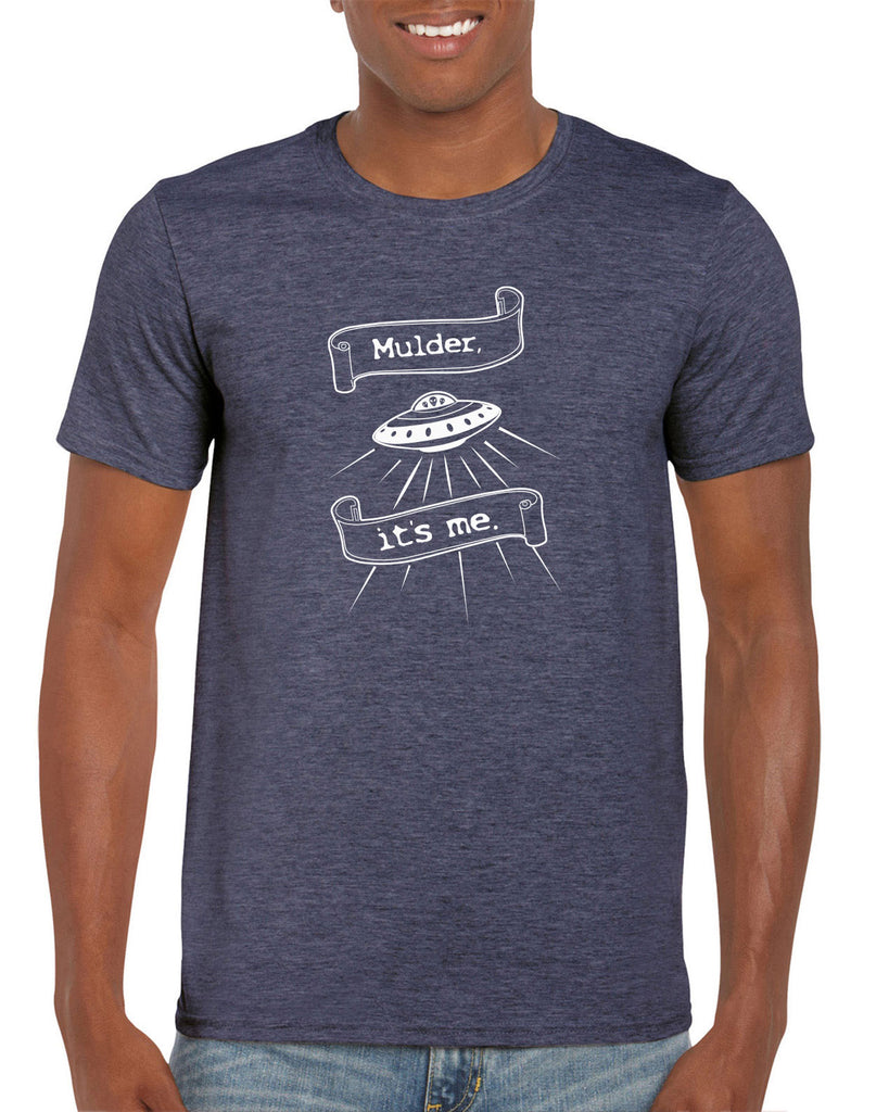 Mulder Its Me Mens T-Shirt Funny Alien UFO Area 51 X-Files Mulder Scully Flying Saucer Outer Space Vintage Retro Edit alt text