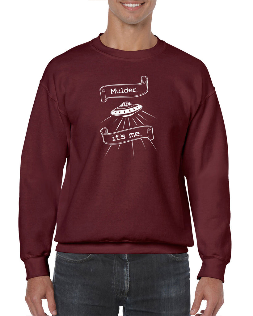 Mulder Its Me Crew Sweatshirt Funny Alien UFO Area 51 X-Files Mulder Scully Flying Saucer Outer Space Vintage Retro