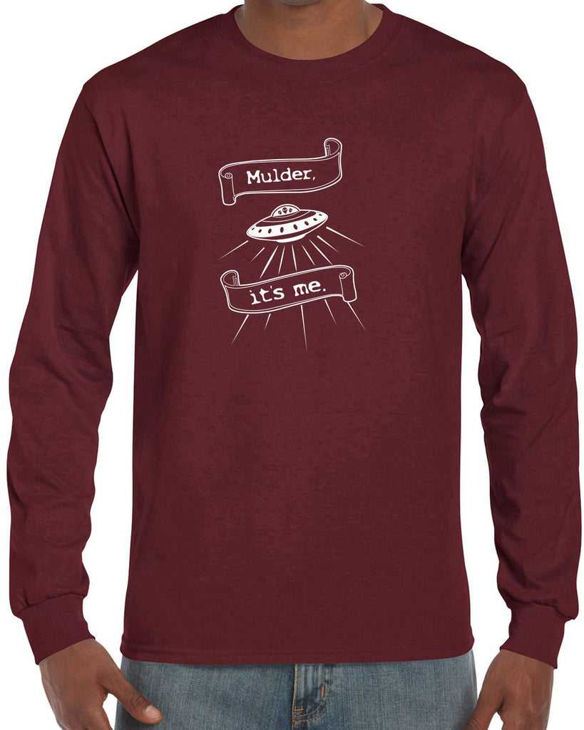 Mulder Its Me Long Sleeve Shirt Funny Alien UFO Area 51 X-Files Mulder Scully Flying Saucer Outer Space Vintage Retro