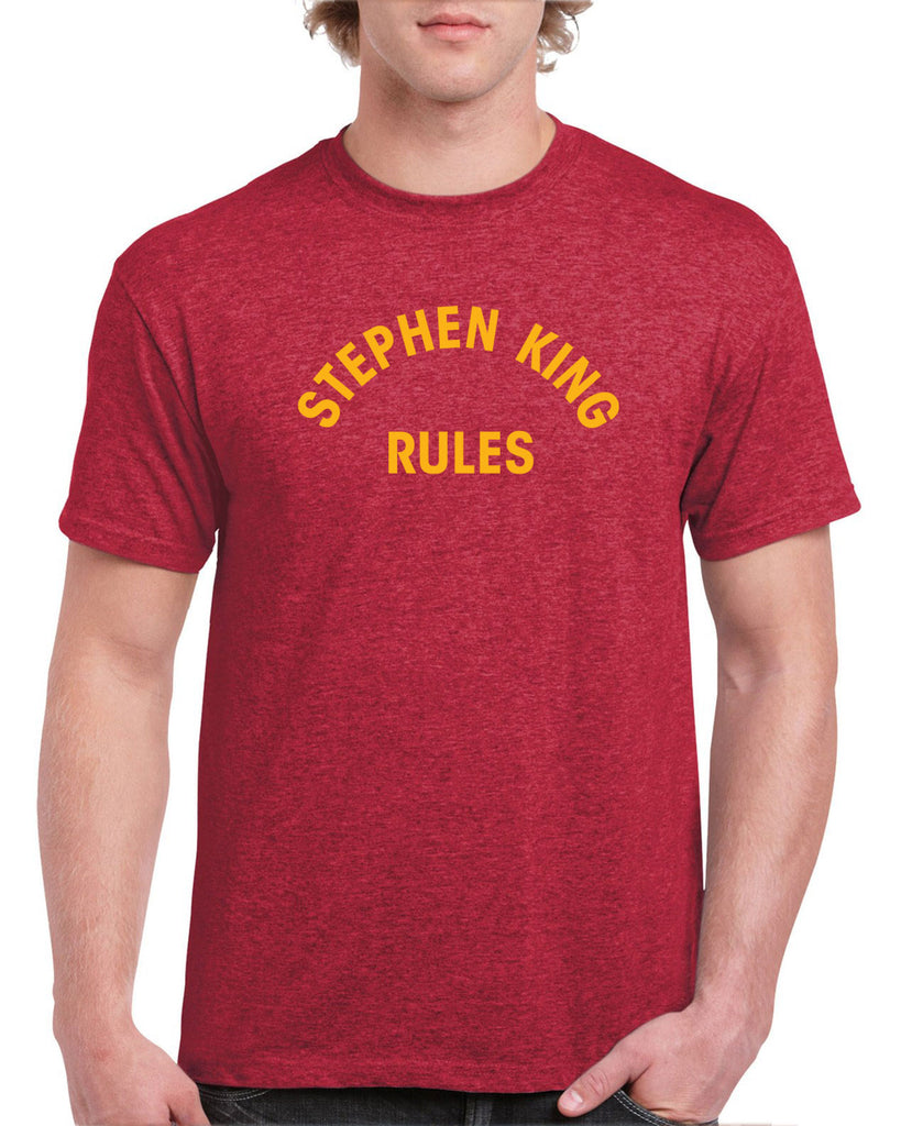 Stephen King Rules Mens Short Sleeve Shirt funny monster squad 80s movie scary horror film movie costume party halloween