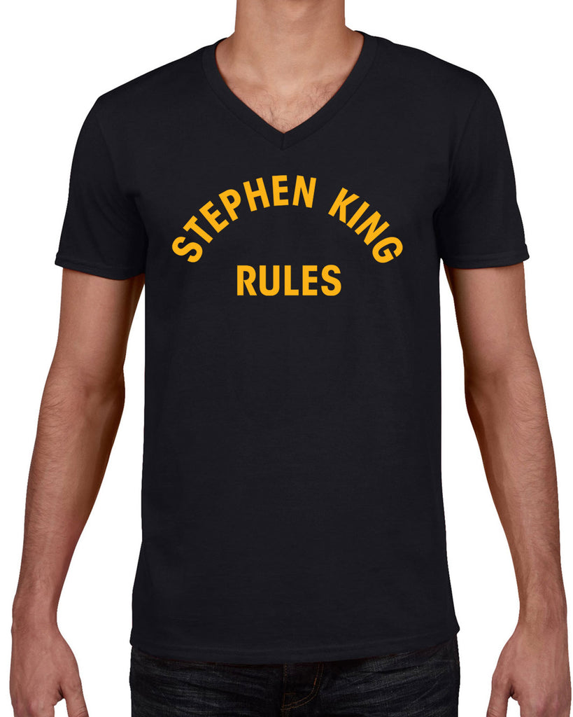 Stephen King Rules Mens V-neck T-shirt funny monster squad 80s movie scary horror film movie costume party halloween