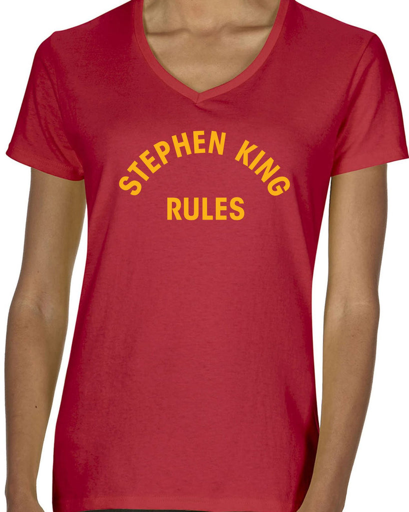 Stephen King Rules Womens V-neck T-shirt funny monster squad 80s movie scary horror film movie costume party halloween