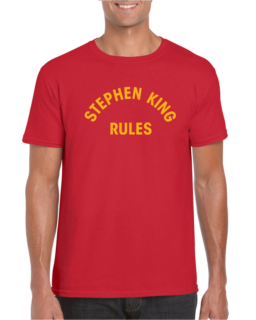 Stephen King Rules Mens Short Sleeve Shirt funny monster squad 80s movie scary horror film movie costume party halloween