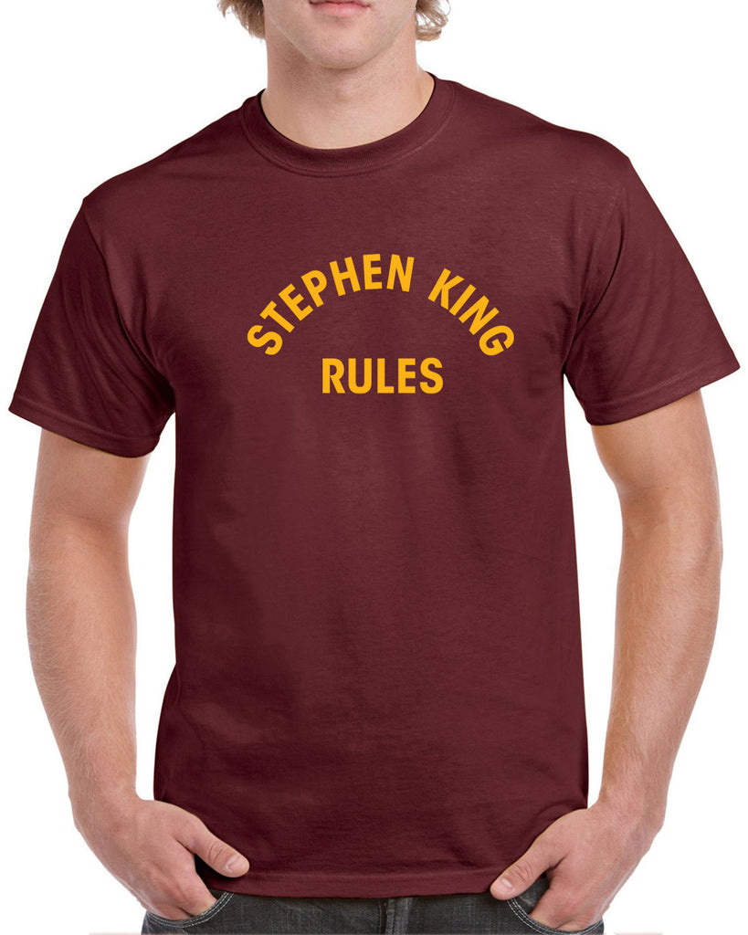 Stephen King Rules Mens Short Sleeve Shirt funny monster squad 80s movie scary horror film movie costume party halloween
