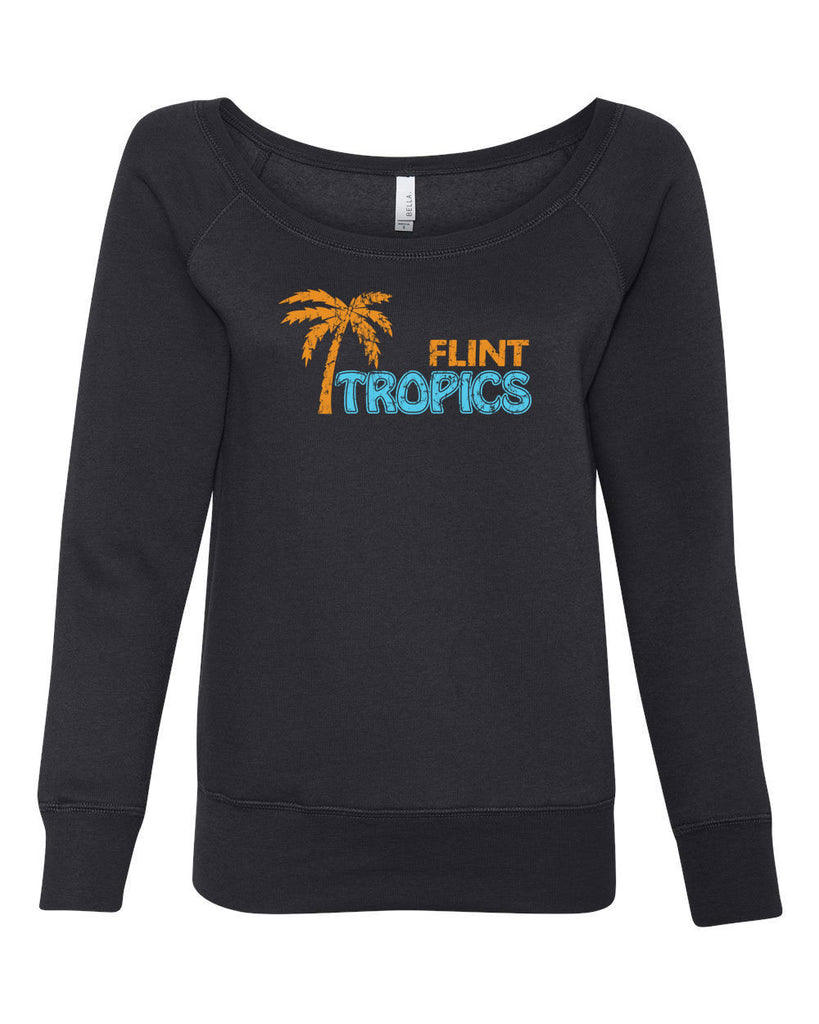 Flint Tropics Off The Shoulder Crew Sweatshirt Funny Semi Pro Movie Jackie Moon Basketball Jersey Uniform Halloween Costume Movie Vintage Retro
