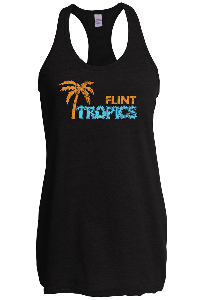 Flint Tropics Womens Racer Back Tank Top Racerback Funny Semi Pro Movie Jackie Moon Basketball Jersey Uniform Halloween Costume Movie Vintage Retro