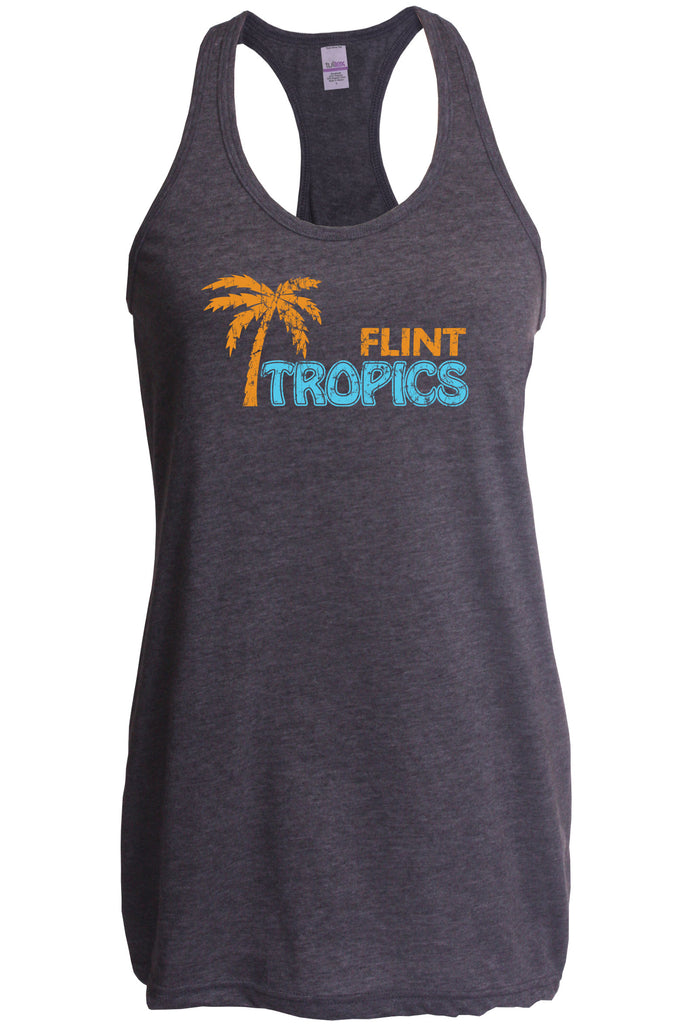 Flint Tropics Womens Racer Back Tank Top Racerback Funny Semi Pro Movie Jackie Moon Basketball Jersey Uniform Halloween Costume Movie Vintage Retro