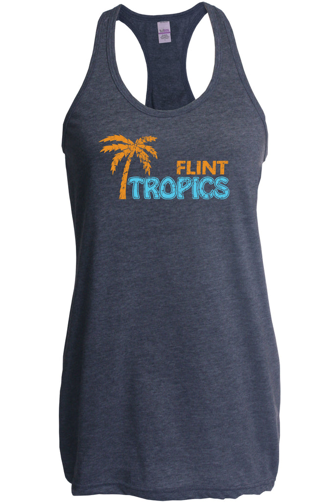 Flint Tropics Womens Racer Back Tank Top Racerback Funny Semi Pro Movie Jackie Moon Basketball Jersey Uniform Halloween Costume Movie Vintage Retro