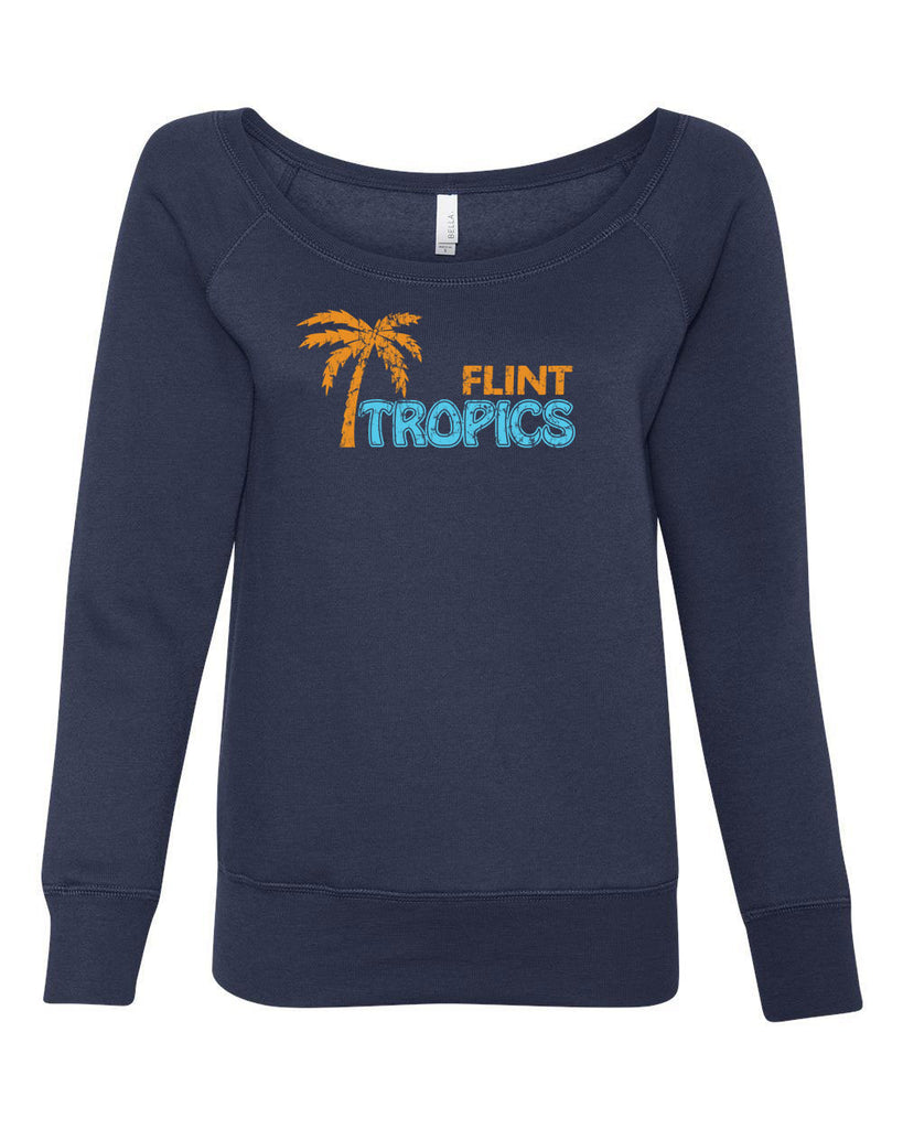 Flint Tropics Off The Shoulder Crew Sweatshirt Funny Semi Pro Movie Jackie Moon Basketball Jersey Uniform Halloween Costume Movie Vintage Retro