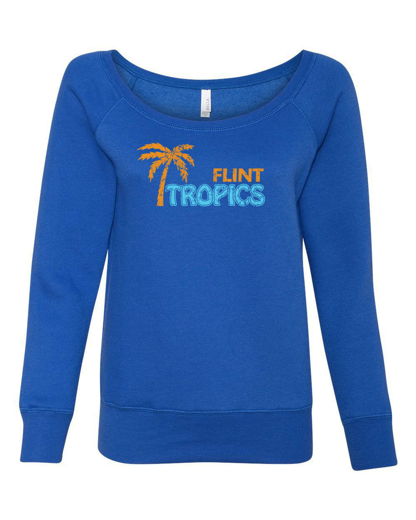 Flint Tropics Off The Shoulder Crew Sweatshirt Funny Semi Pro Movie Jackie Moon Basketball Jersey Uniform Halloween Costume Movie Vintage Retro