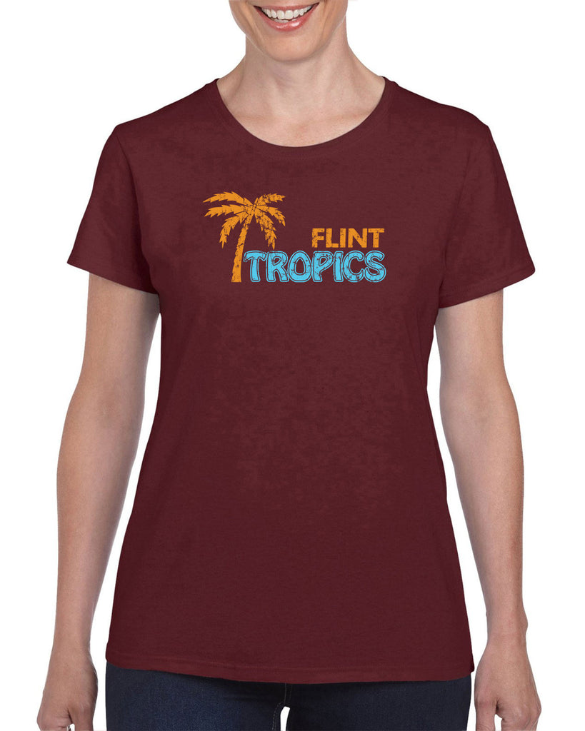 Flint Tropics Womens T-Shirt Funny Semi Pro Movie Jackie Moon Basketball Jersey Uniform Halloween Costume Movie Vintage Retro