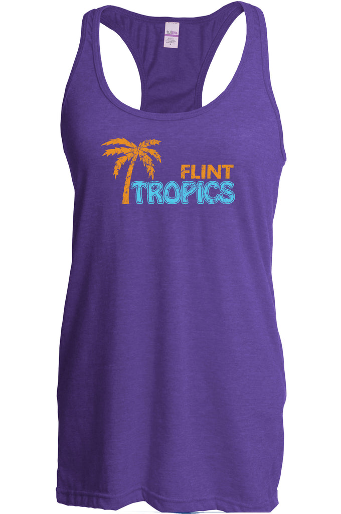 Flint Tropics Womens Racer Back Tank Top Racerback Funny Semi Pro Movie Jackie Moon Basketball Jersey Uniform Halloween Costume Movie Vintage Retro