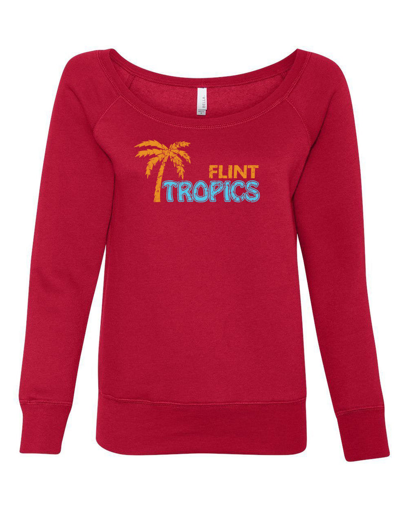 Flint Tropics Off The Shoulder Crew Sweatshirt Funny Semi Pro Movie Jackie Moon Basketball Jersey Uniform Halloween Costume Movie Vintage Retro