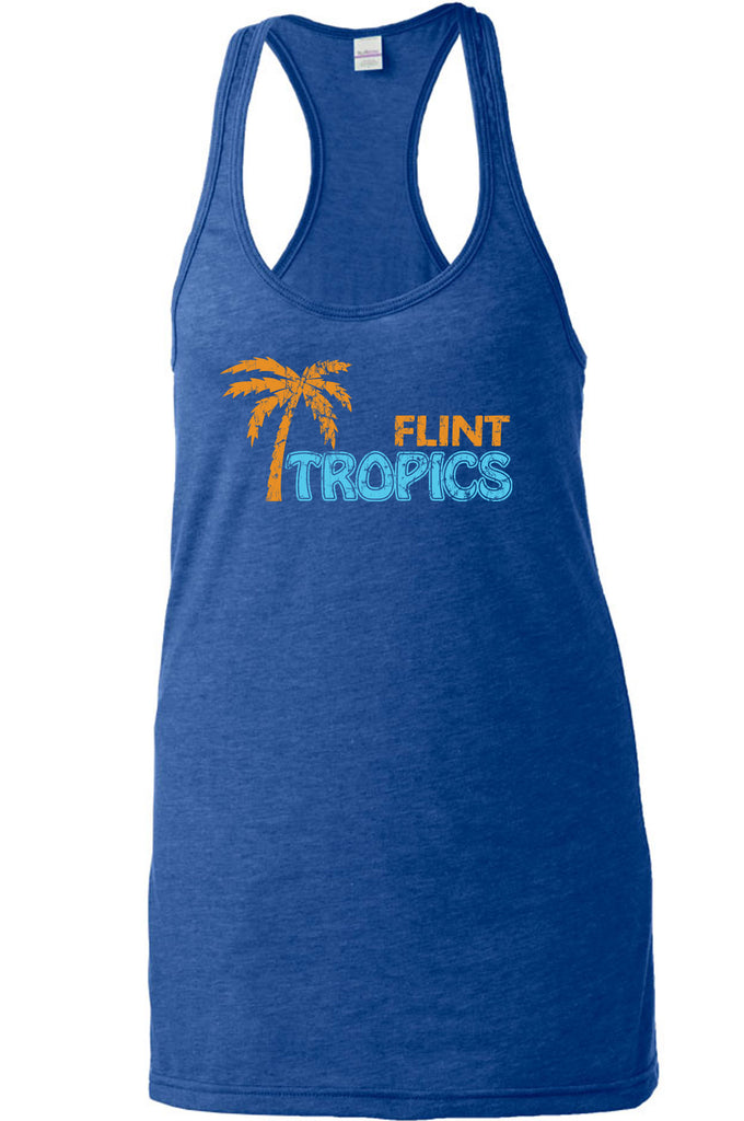 Flint Tropics Womens Racer Back Tank Top Racerback Funny Semi Pro Movie Jackie Moon Basketball Jersey Uniform Halloween Costume Movie Vintage Retro
