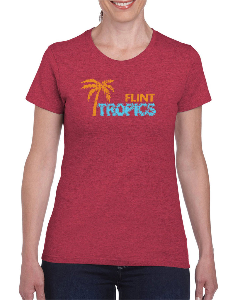 Flint Tropics Womens T-Shirt Funny Semi Pro Movie Jackie Moon Basketball Jersey Uniform Halloween Costume Movie Vintage Retro