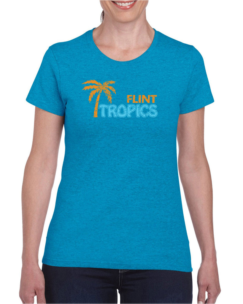 Flint Tropics Womens T-Shirt Funny Semi Pro Movie Jackie Moon Basketball Jersey Uniform Halloween Costume Movie Vintage Retro