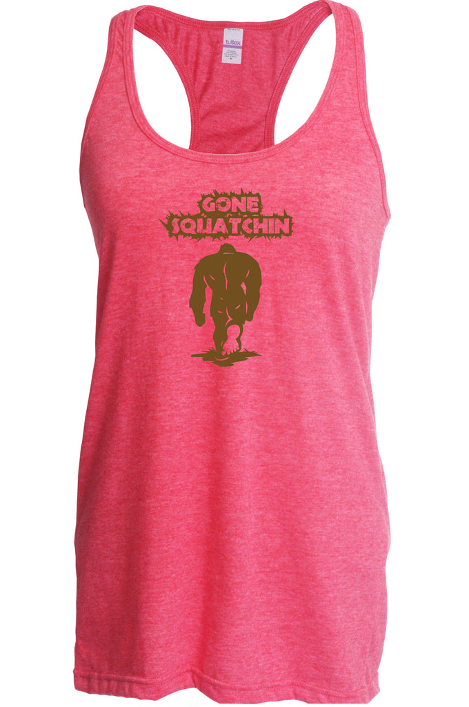Gone Squatching Racer Back Tank Top Racerback Big Foot Squatchin Yeti Hunter Outdoors Funny Vintage Retro