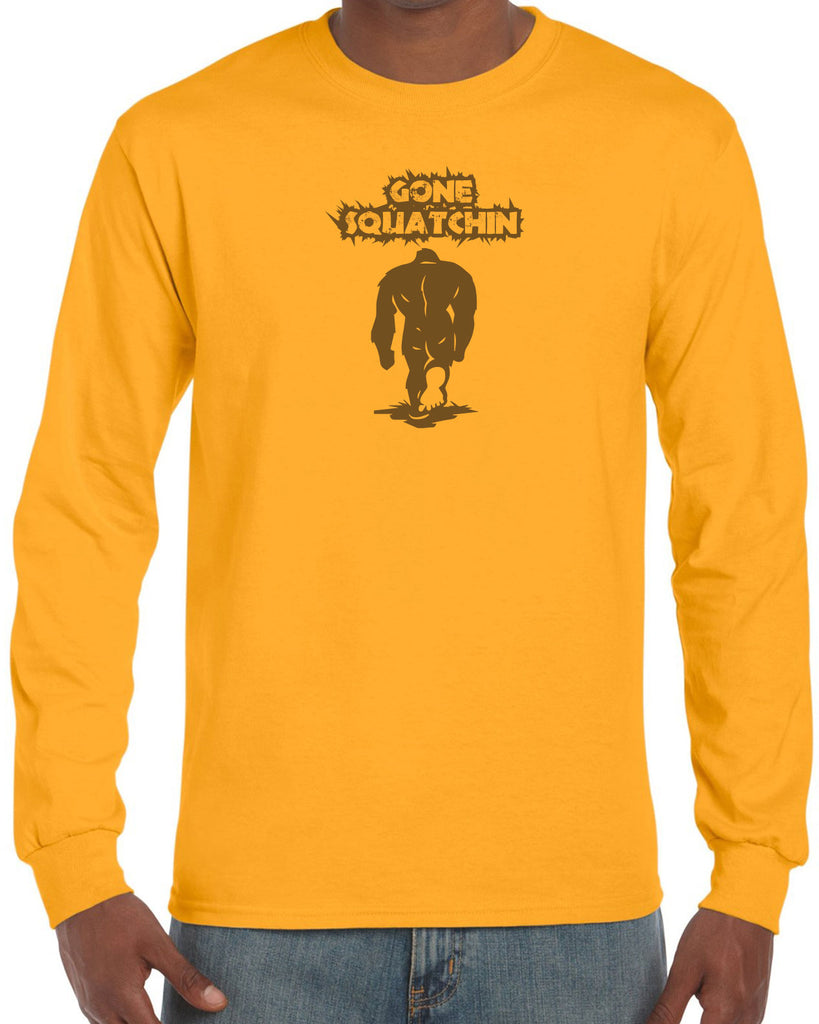 Gone Squatching Long Sleeve Shirt Big Foot Squatchin Yeti Hunter Outdoors Funny Vintage Retro