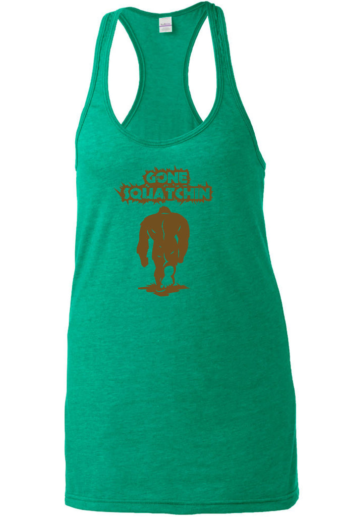 Gone Squatching Racer Back Tank Top Racerback Big Foot Squatchin Yeti Hunter Outdoors Funny Vintage Retro