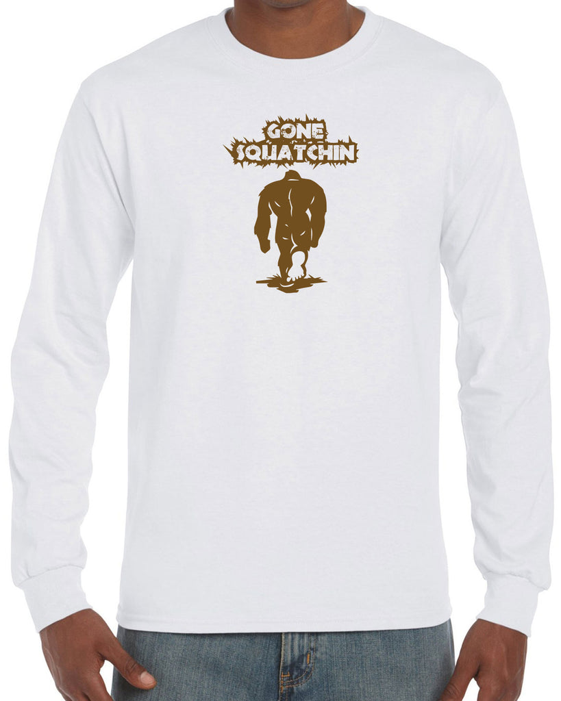 Gone Squatching Long Sleeve Shirt Big Foot Squatchin Yeti Hunter Outdoors Funny Vintage Retro