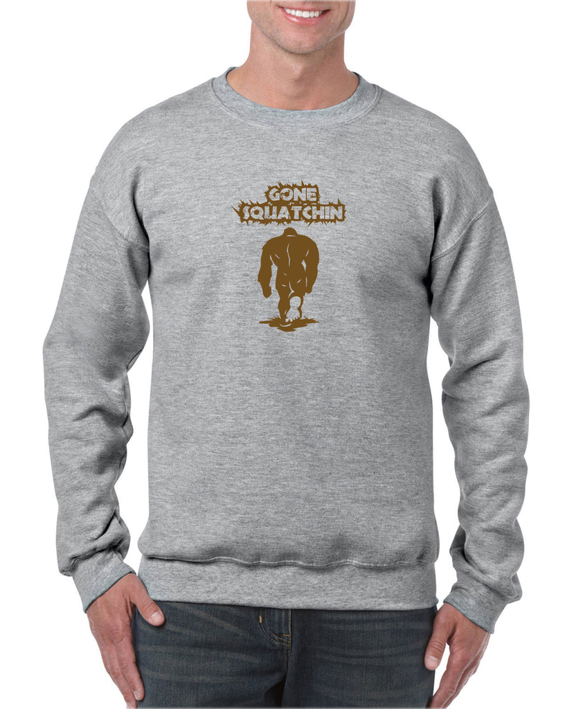 Gone Squatching Crew Sweatshirt Big Foot Squatchin Yeti Hunter Outdoors Funny Vintage Retro