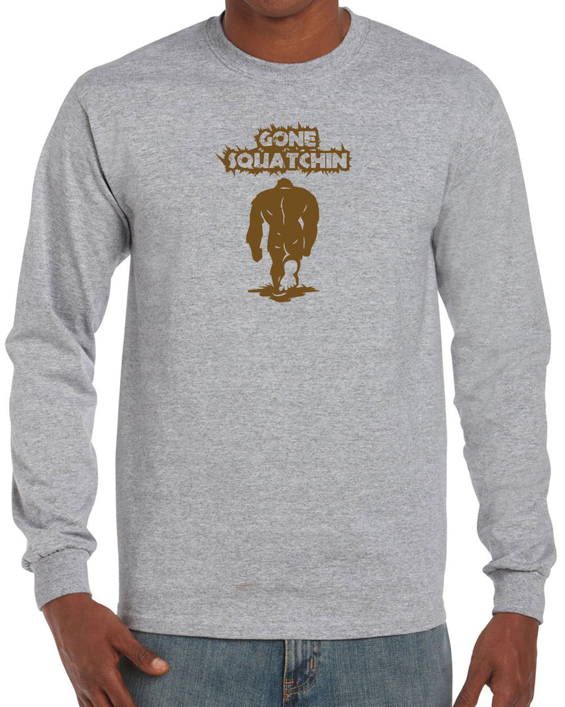 Gone Squatching Long Sleeve Shirt Big Foot Squatchin Yeti Hunter Outdoors Funny Vintage Retro