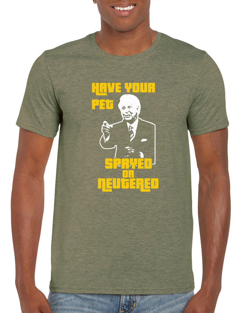 Have Your Pet Spayed or Neutered Mens T-Shirt Funny Game Show Bob Barker The Price Is Right Quote 80s 90s Costume Party Vintage