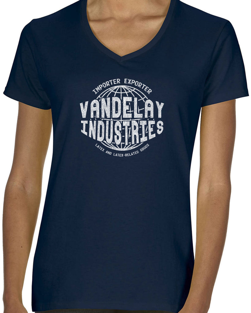 Vandelay Industries Womens V-Neck Shirt Import Exporter Seinfeld 90s Tv Show George Costanza Comedy Vintage Retro Halloween Costume