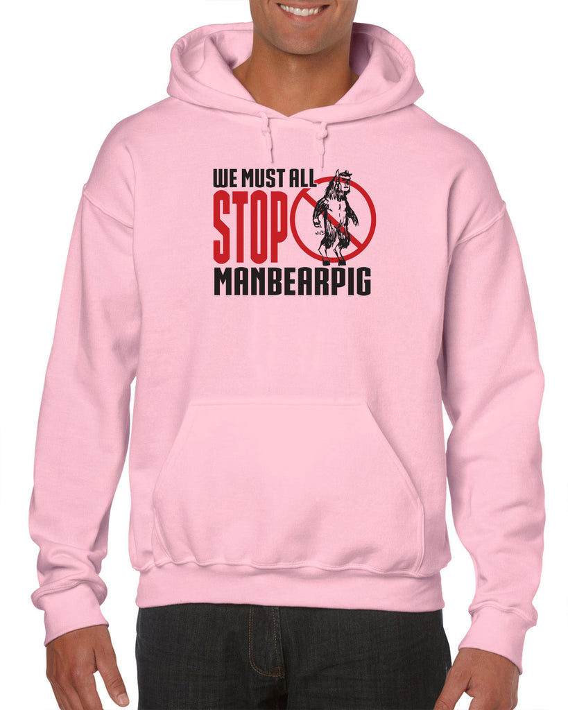 We Must All Stop ManBearPig Hoodie Hooded Sweatshirt Man Bear Pig South Park Tv Show Funny Eric Cartman Vintage Retro