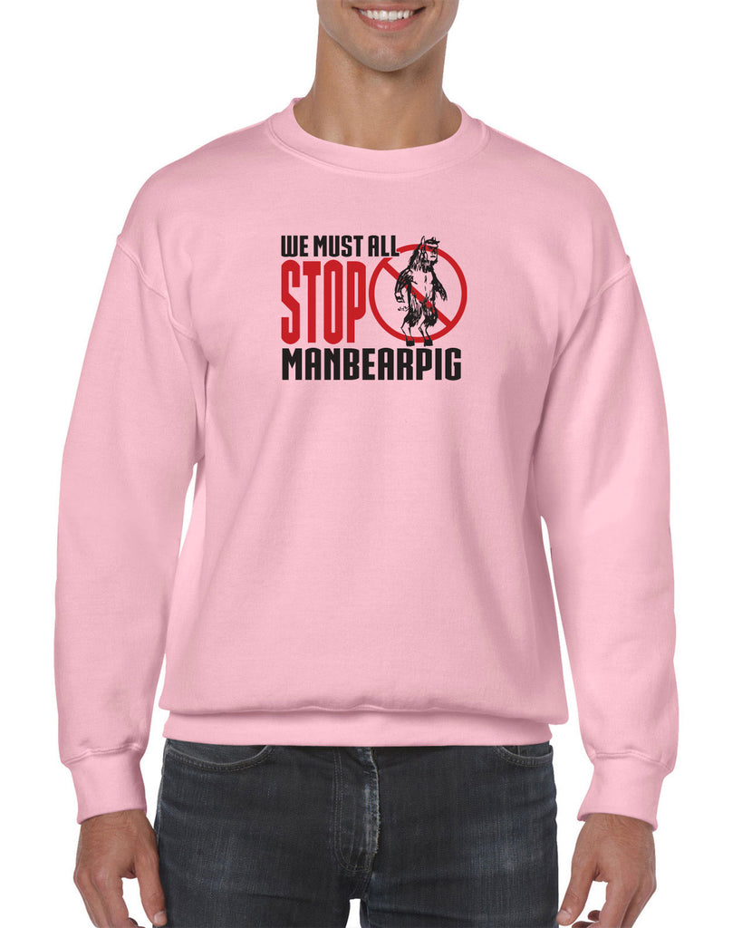We Must All Stop ManBearPig Crew Sweatshirt Man Bear Pig South Park Tv Show Funny Eric Cartman Vintage Retro
