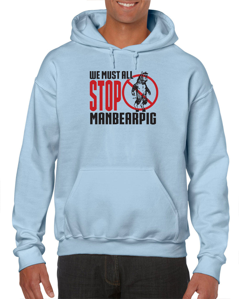 We Must All Stop ManBearPig Hoodie Hooded Sweatshirt Man Bear Pig South Park Tv Show Funny Eric Cartman Vintage Retro