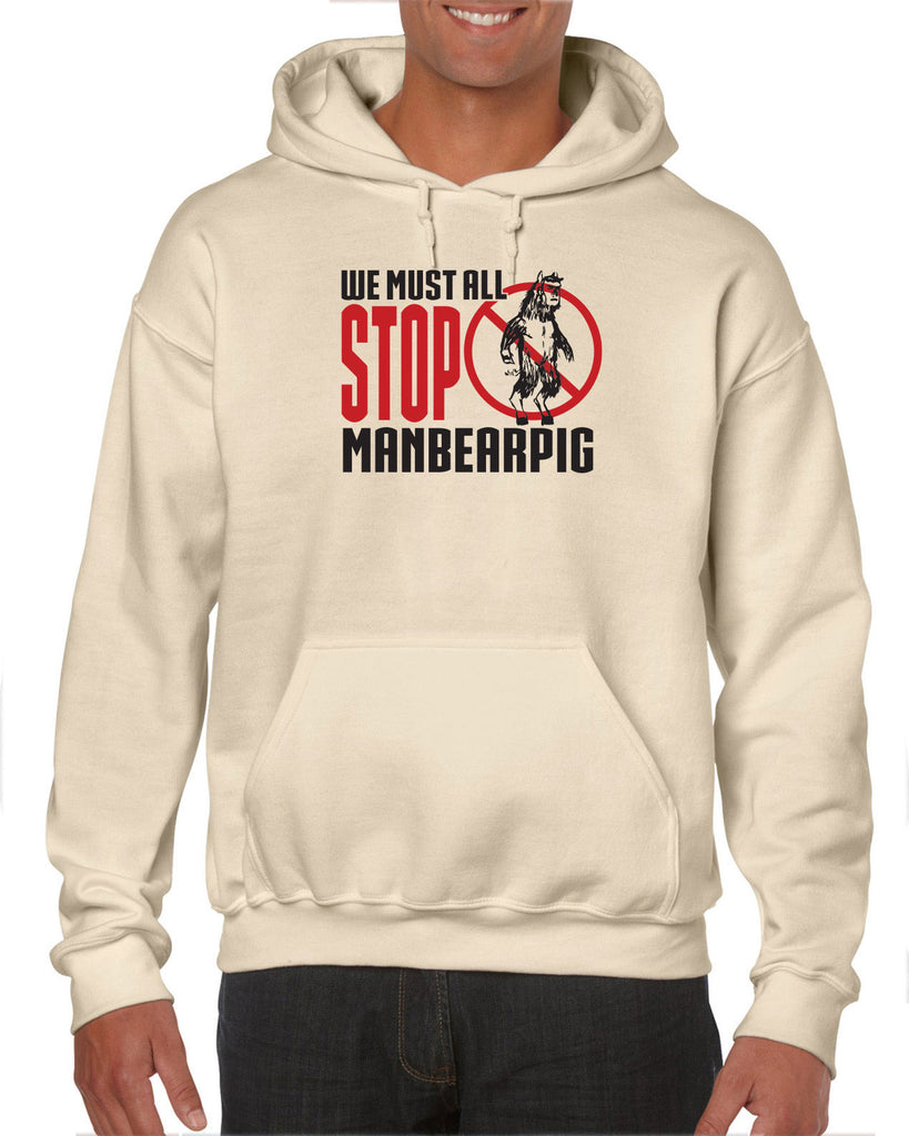 We Must All Stop ManBearPig Hoodie Hooded Sweatshirt Man Bear Pig South Park Tv Show Funny Eric Cartman Vintage Retro